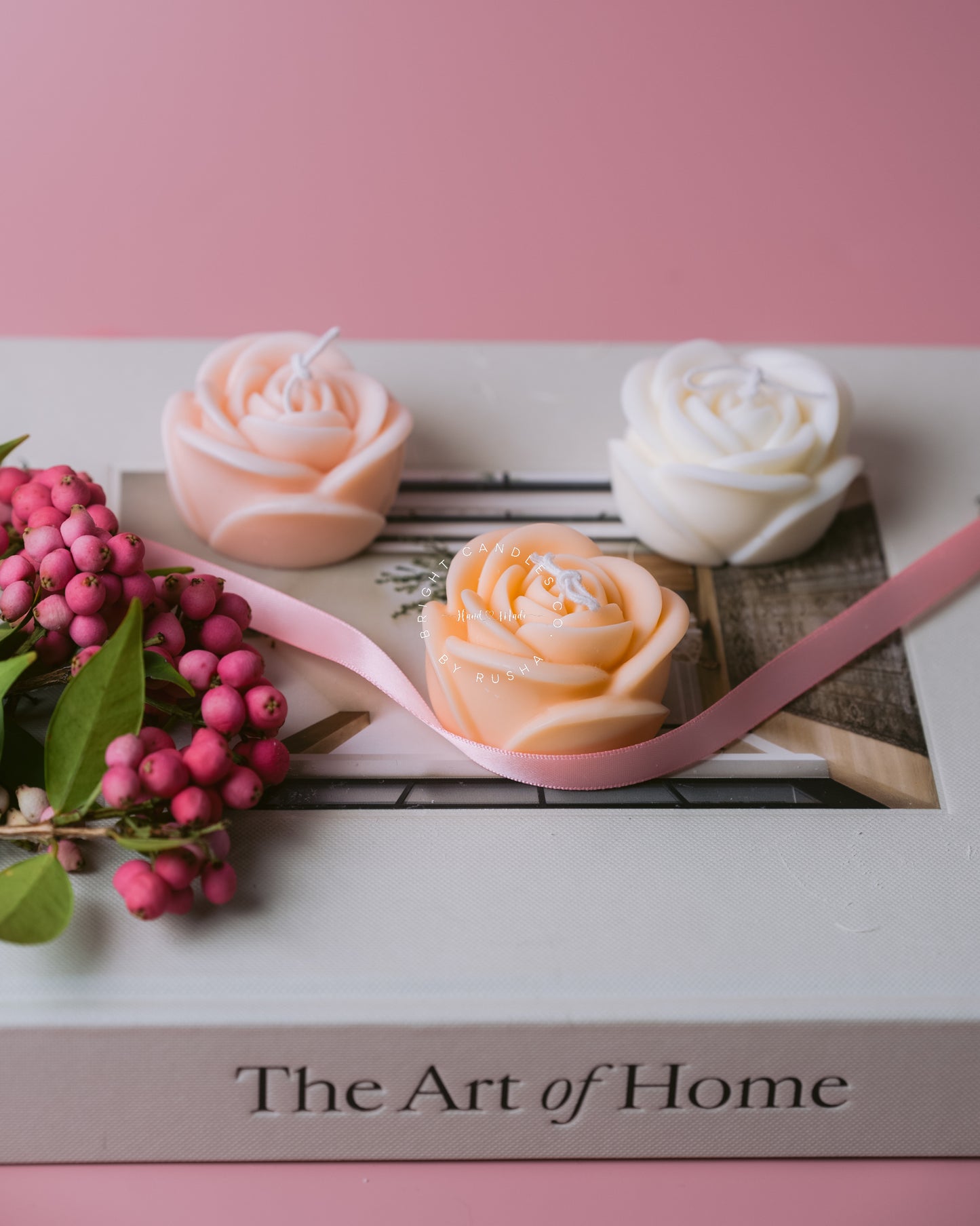 Rose Bud Candle, handmade candle, view 8