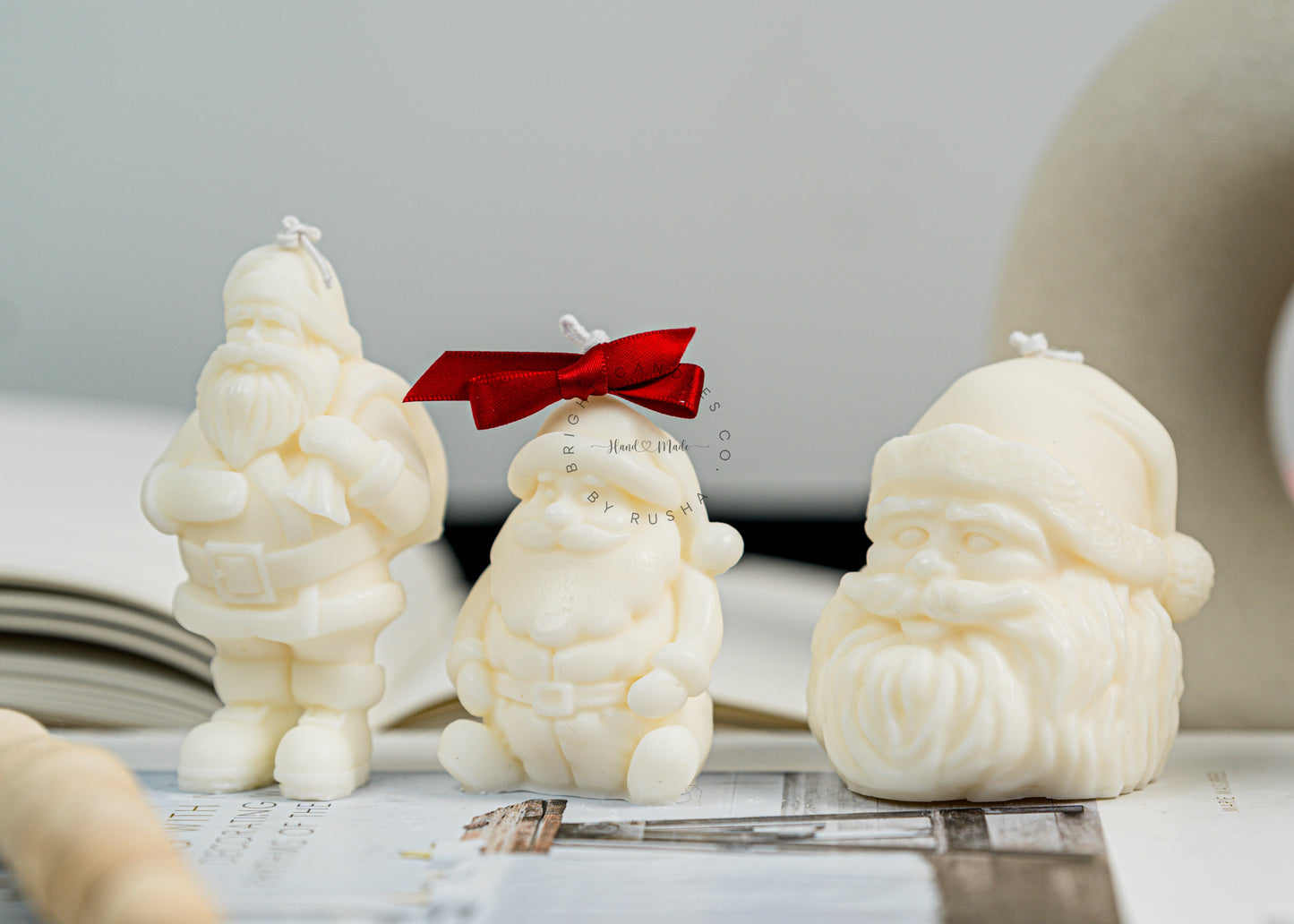 Santa head Christmas candle, handmade coconut-soy wax decor (photo 2)
