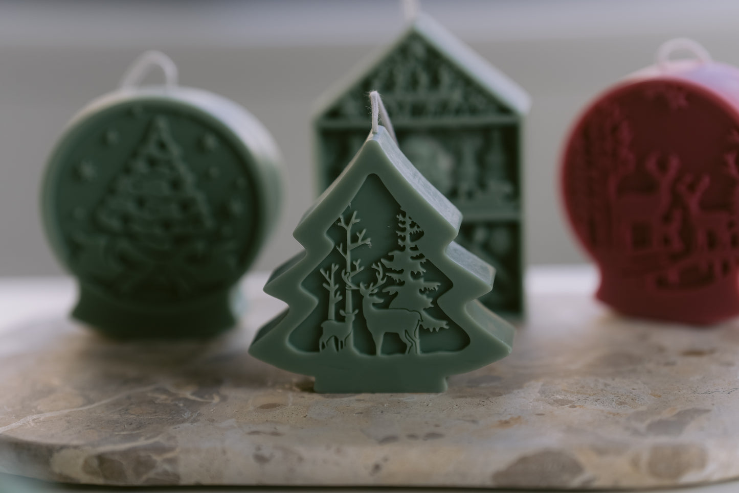 Reindeer Christmas Tree Scene Candle | Handmade Soy Wax Holiday Candle | Intricate Forest Design | Festive Christmas Decor