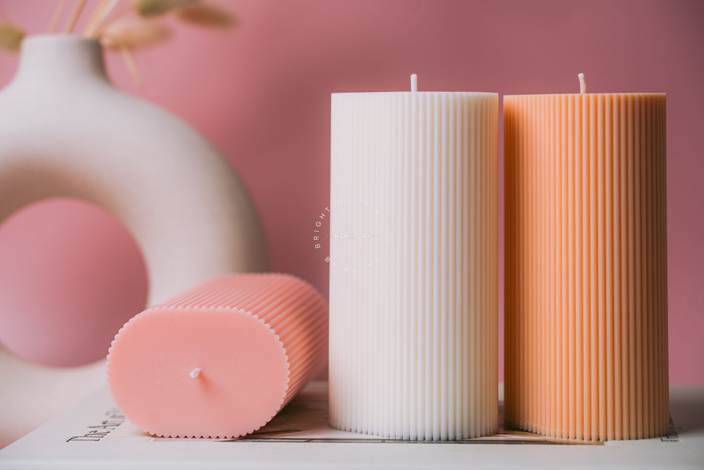 Ribbed Pillar Candle