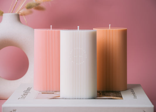 Ribbed Pillar Candle