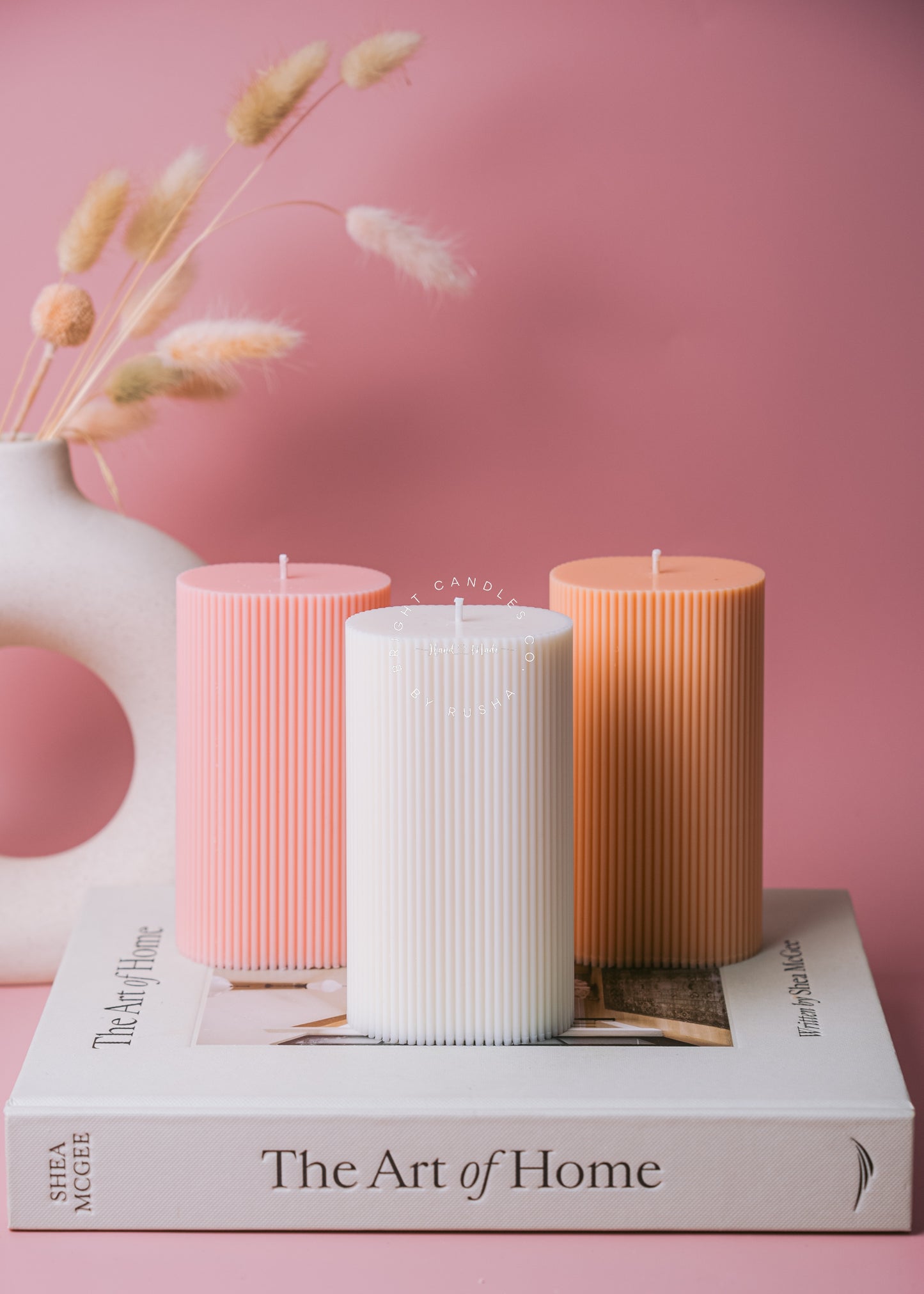 Ribbed Pillar Candle