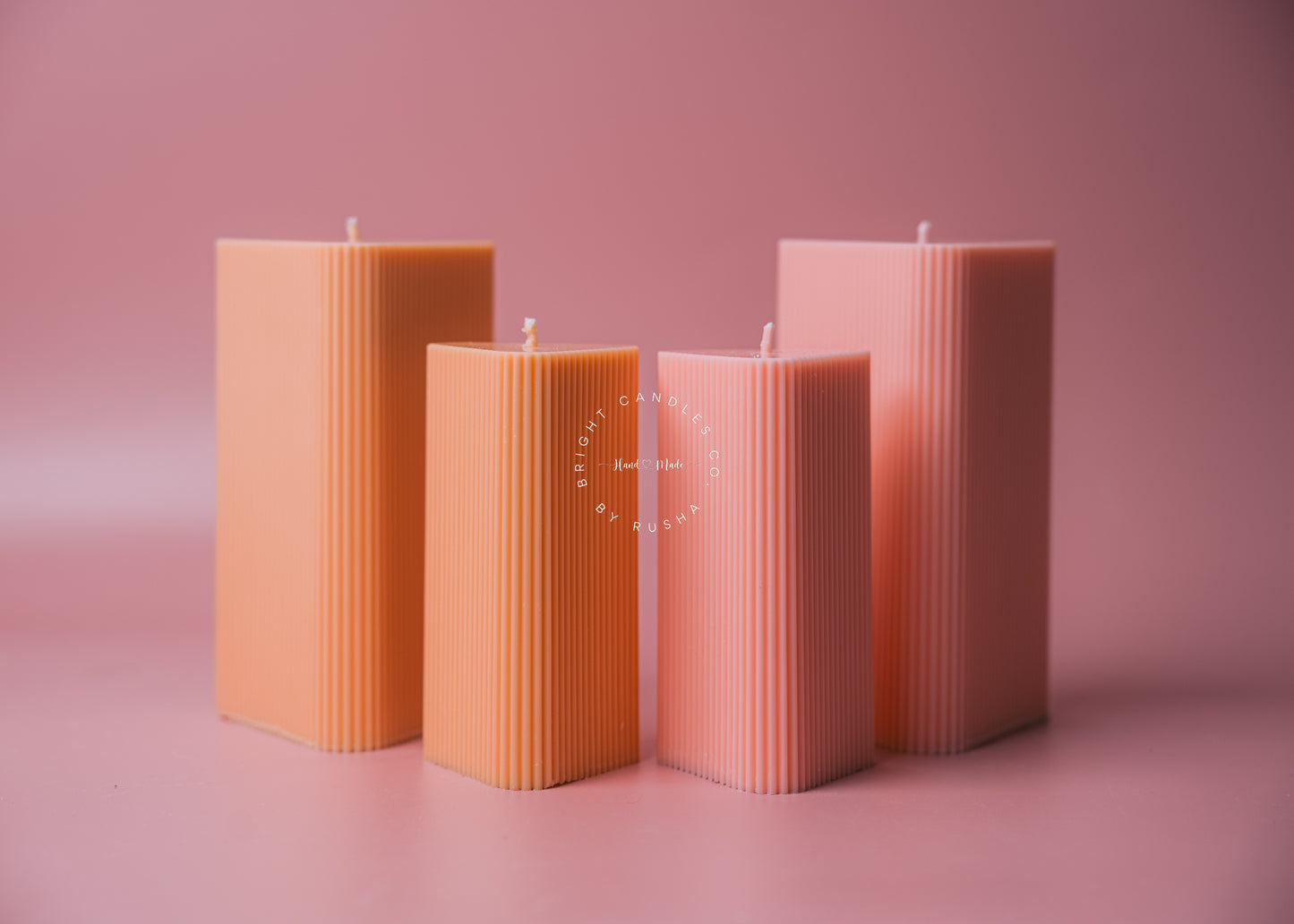 Triangular Prism Ribbed Pillar Candle