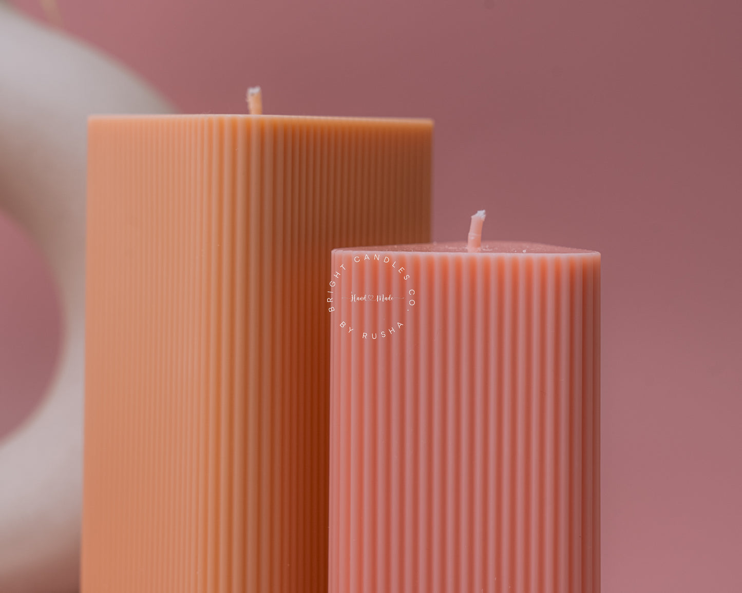 Triangular Prism Ribbed Pillar Candle