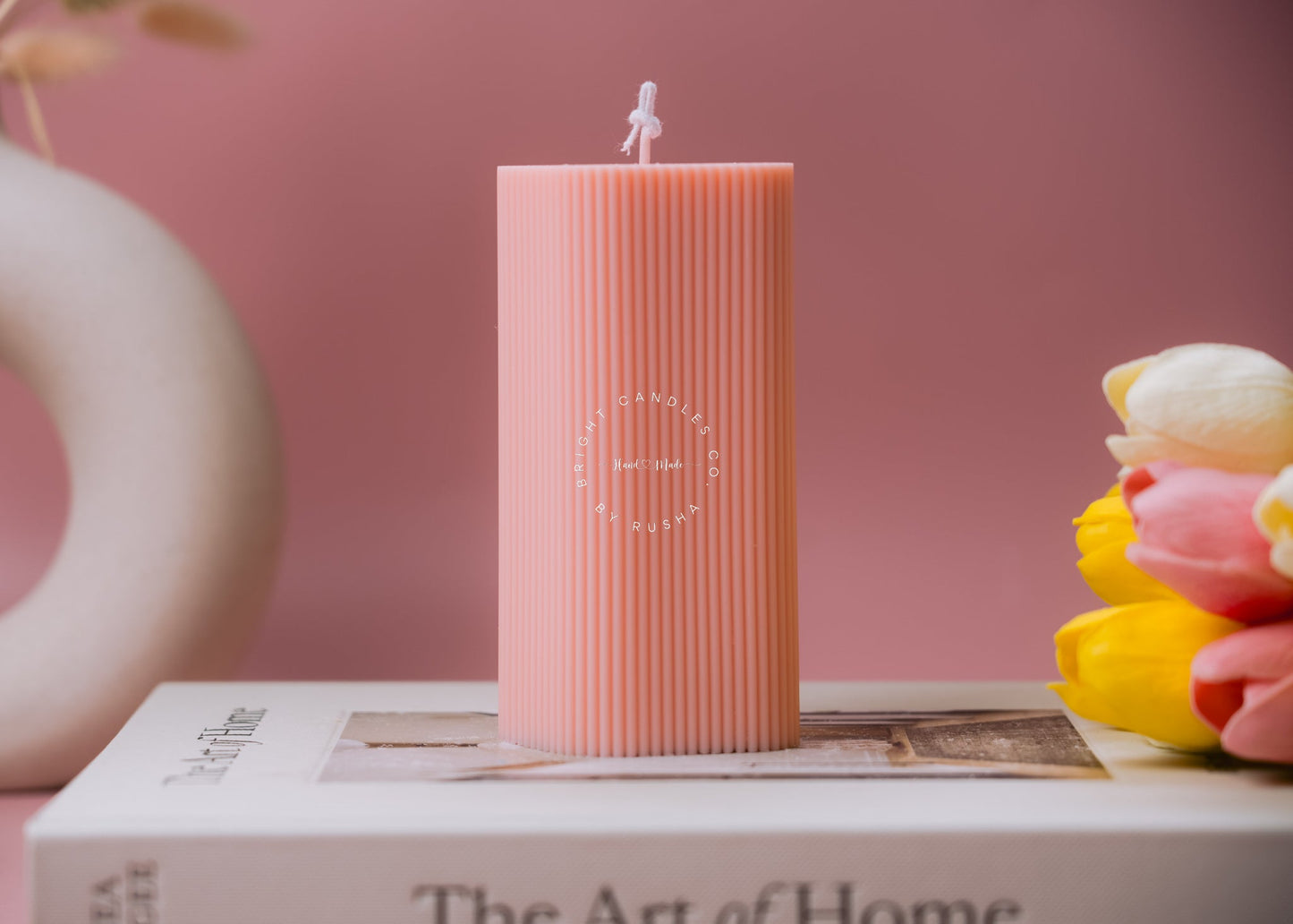 Ribbed Pillar Candle