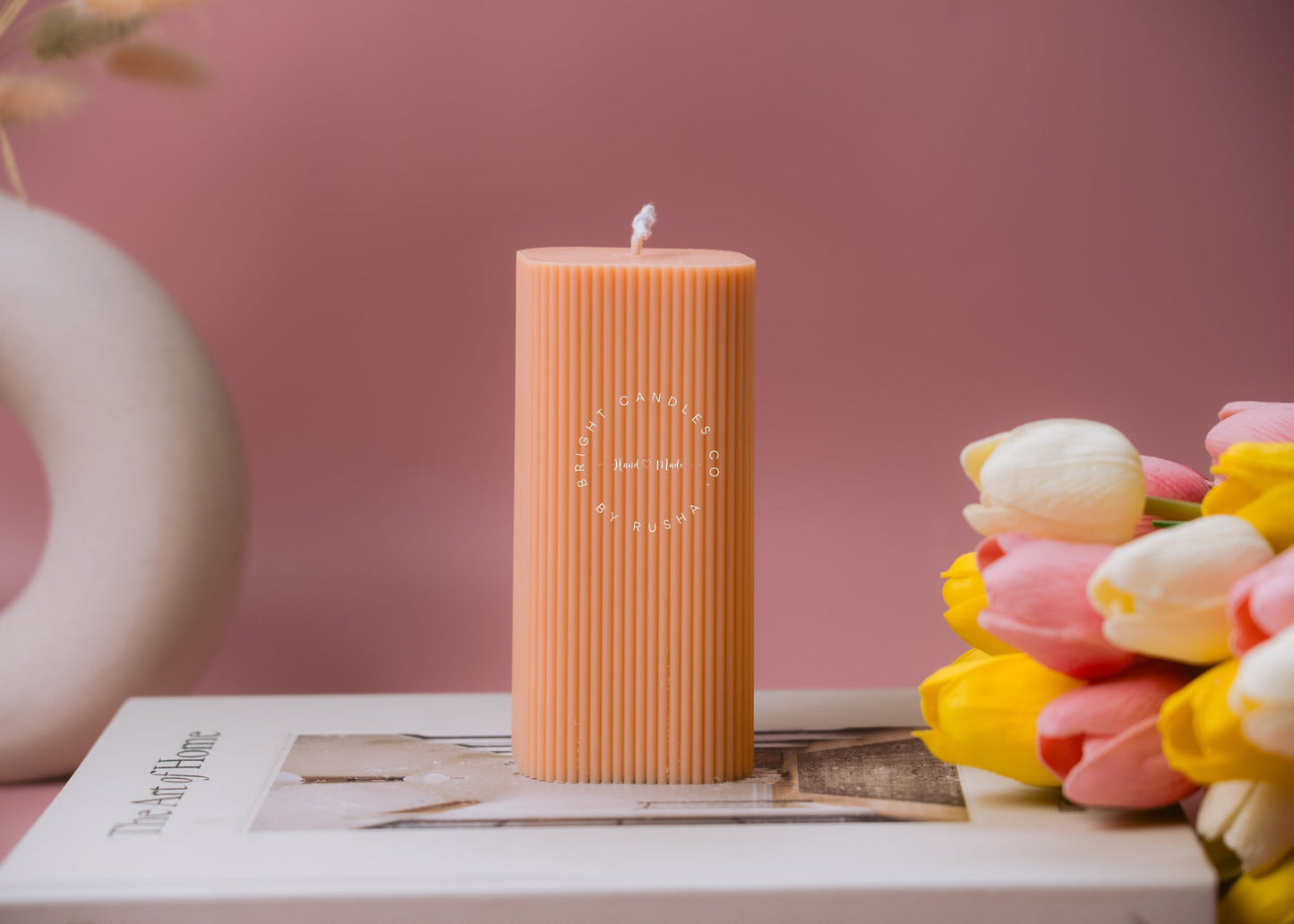 Ribbed Pillar Candle