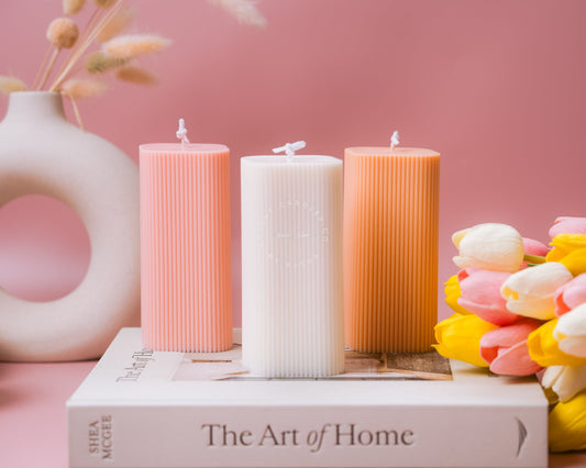 Ribbed Pillar Candle